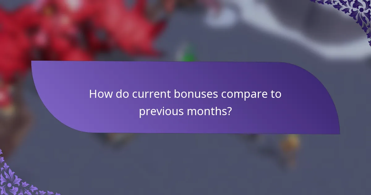 How do current bonuses compare to previous months?