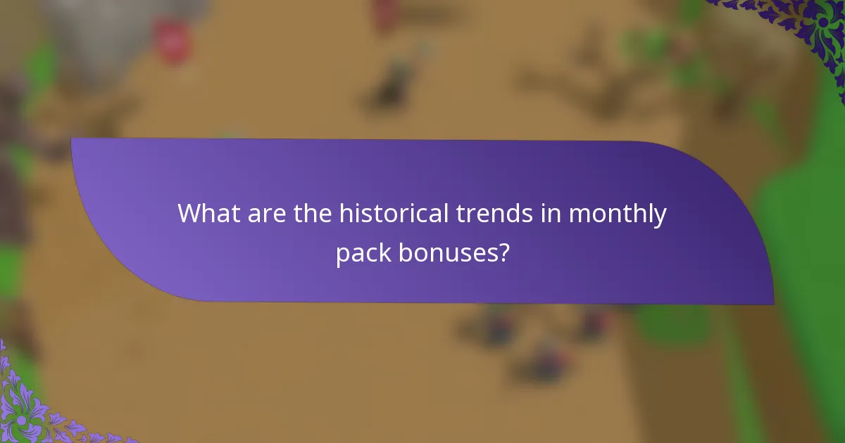 What are the historical trends in monthly pack bonuses?